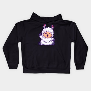 Cute Sheep Waving Hand Cartoon Kids Hoodie